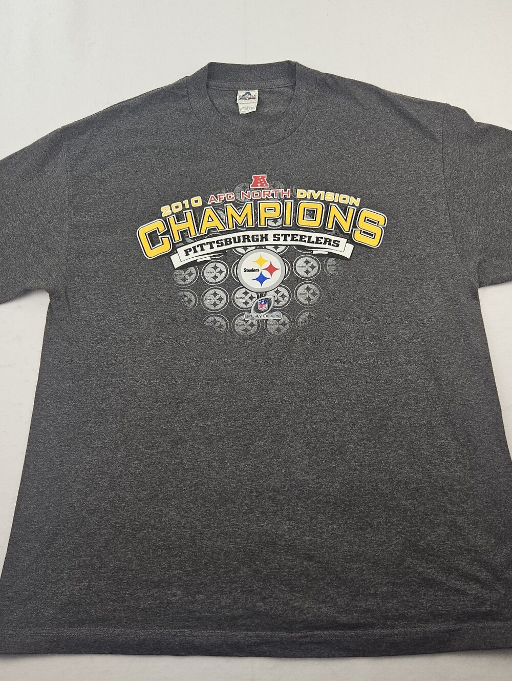 Alstyle Pittsburgh Steelers Gray 2010 Champions Graphic Tee Size XL